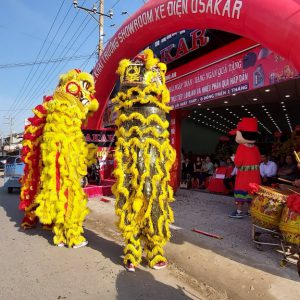 biểu diễn múa lân khai trương