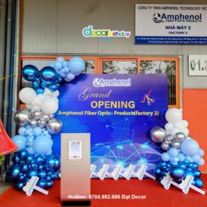 Backdrop khai trương tông xanh